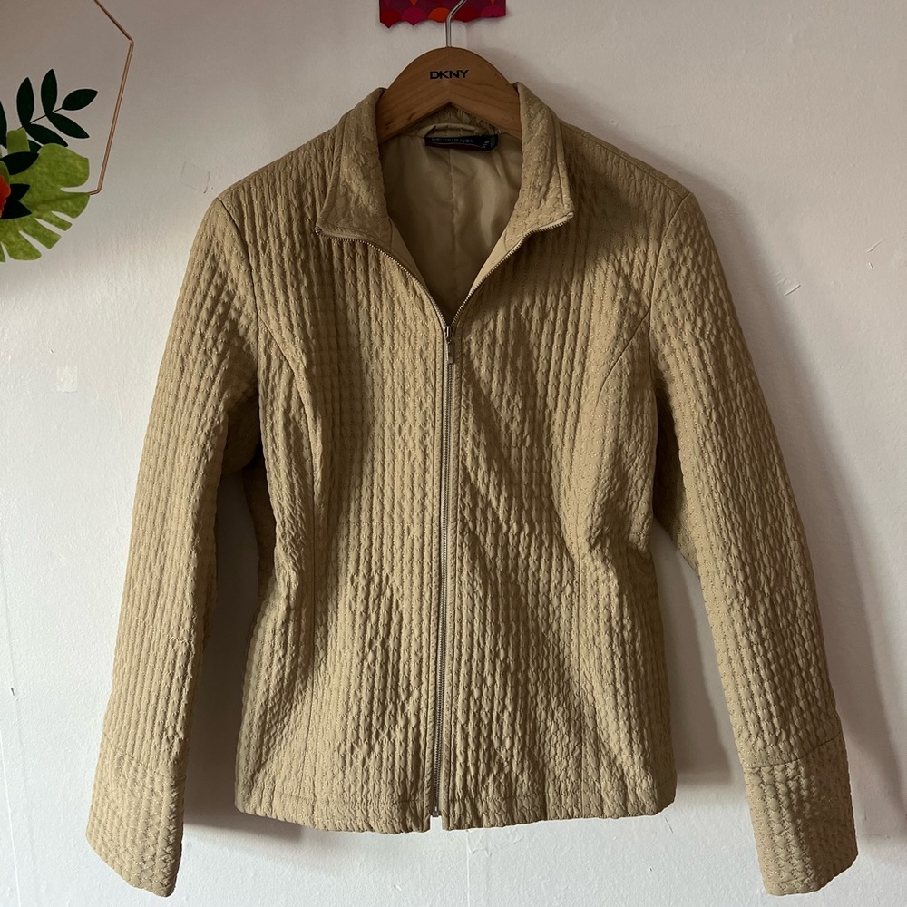 EUC Denver tan quilted short coat sz S/P fall water resistant Talbot style